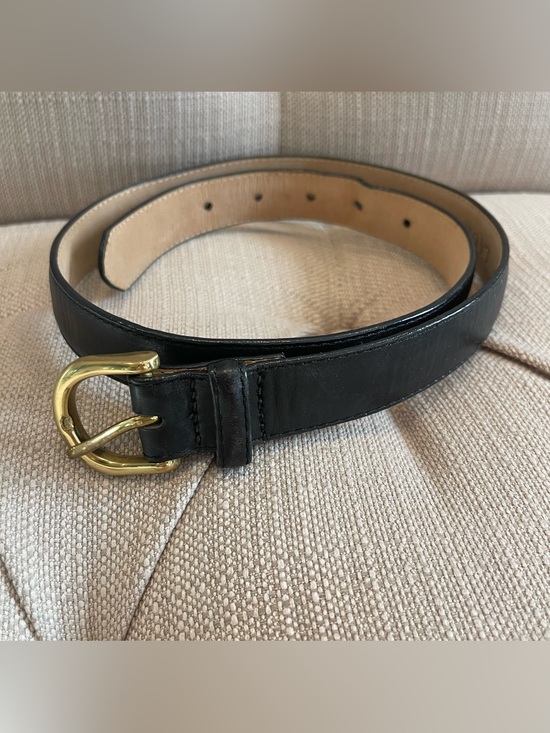 Laura Ashley Accessories - Laura Ashley Classic Black Leather Belt w/ Gold Buckle Women’s size Small